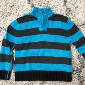 Boys size Small 6/7 gray and blue striped sweater